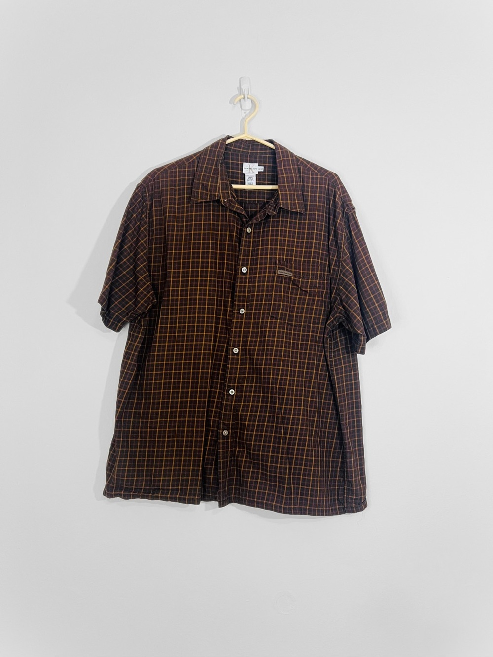 Calvin Klein Jeans Brown Plaid Short Sleeve Button-Down Shirt